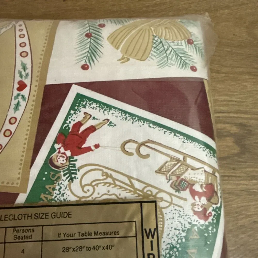 Styled by Lisa CHRISTMAS VINYL FLANNEL BACK TABLECLOTH 52